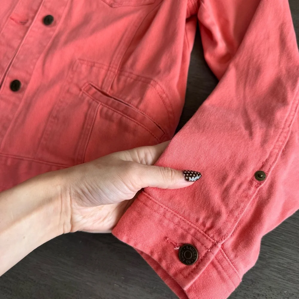 Ralph Lauren Coral Denim Jacket L Salmon Pink Color - Picture 8 of 14